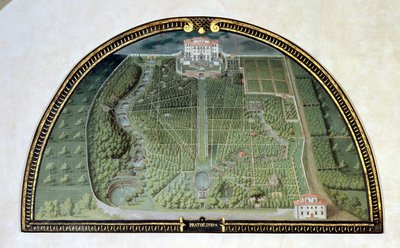 Villa Pratolino (Demidoff) from a Series of Lunettes Depicting Views of the Medici Villas, 1599 by Giusto Utens